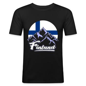 Finnland Tshirt Finland Skandinavien - Männer Slim Fit T-Shirt - Schwarz - Vorne - Nik (191cm)