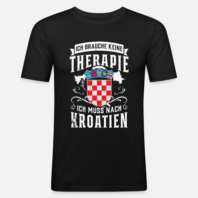 Kroatien Tshirt - Männer Slim Fit T-Shirt - Schwarz