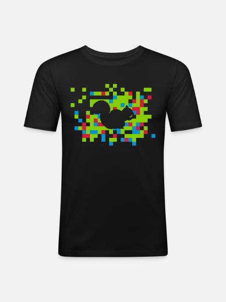Eichhörnchen Kacheln Tier - Männer Slim Fit T-Shirt - Schwarz