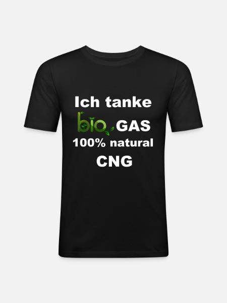 Ich tanke Bio Gas 100% natural CNG - Männer Slim Fit T-Shirt - Schwarz
