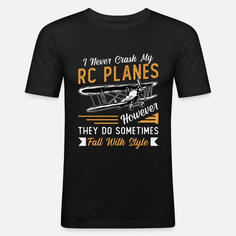 RC Model Airplane Model Airplane RC Fly Gave - Herre Slim Fit T-Shirt - sort