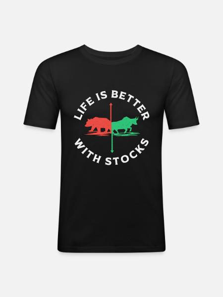 Actions Bourse Trader négociation cadeau - T-shirt près du corps Homme - noir