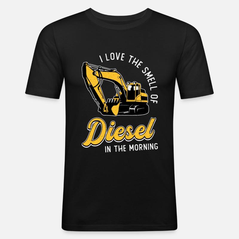 Baggerfahrer Bauarbeiter Bagger Baggern Geschenk - Männer Slim Fit T-Shirt - Schwarz
