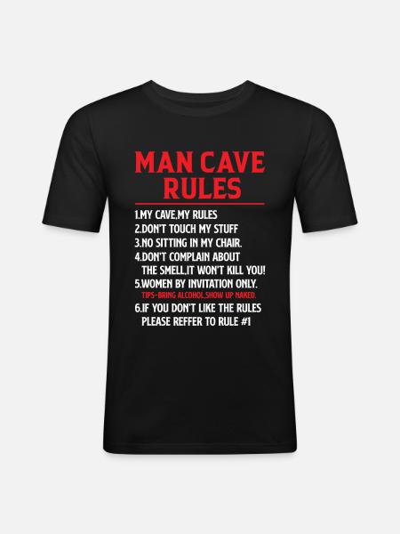 Man Cave Regler - Mancave Joke - Herre Slim Fit T-Shirt - sort