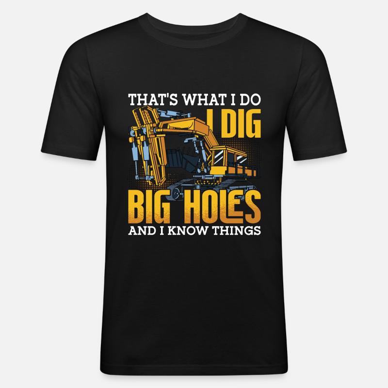 Bagger Bauarbeiter Baggern Baggerfahrer Geschenk - Männer Slim Fit T-Shirt - Schwarz
