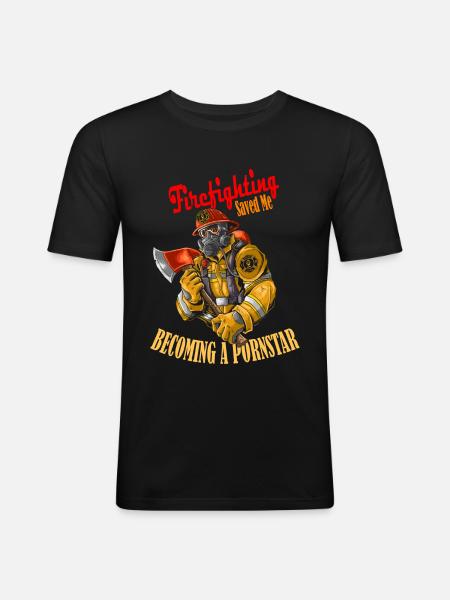 Firefighting saved me - Men's Slim Fit T-Shirt - black