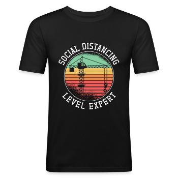 Travailleur de la construction Construction Grutier Chauffeur de grue Cadeau - T-shirt près du corps Homme - noir - Devant - Nik (191cm)