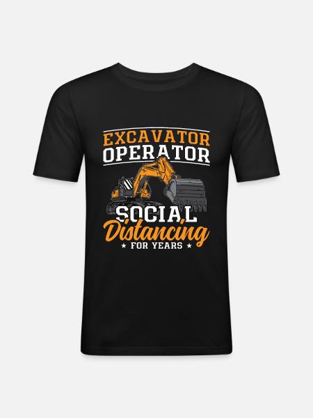 Baggern Bauarbeiter Baggerfahrer Bagger Geschenk - Männer Slim Fit T-Shirt - Schwarz