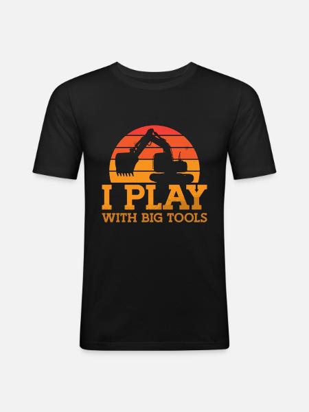 Bauarbeiter Baggern Baggerfahrer Bagger Geschenk - Männer Slim Fit T-Shirt - Schwarz
