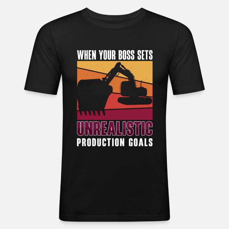 Baggerfahrer Bagger Baggern Bauarbeiter Geschenk - Männer Slim Fit T-Shirt - Schwarz