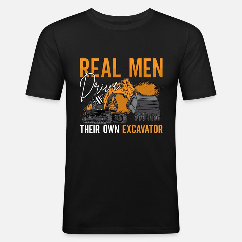 Bagger Bauarbeiter Baggern Baggerfahrer Geschenk - Männer Slim Fit T-Shirt - Schwarz