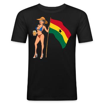 Hot Fan Girl Ghana - Männer Slim Fit T-Shirt - Schwarz - Vorne - Nik (191cm)