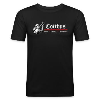 Cottbus Ehre Stolz Tradition - Männer Slim Fit T-Shirt - Schwarz - Vorne - Nik (191cm)