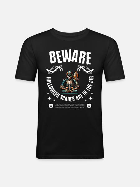 Beware Halloween 2 - Männer Slim Fit T-Shirt - Schwarz