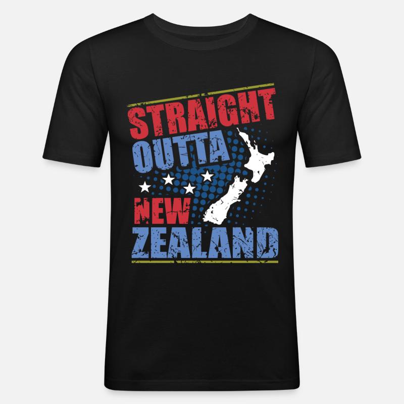 Neuseeland - Männer Slim Fit T-Shirt - Schwarz