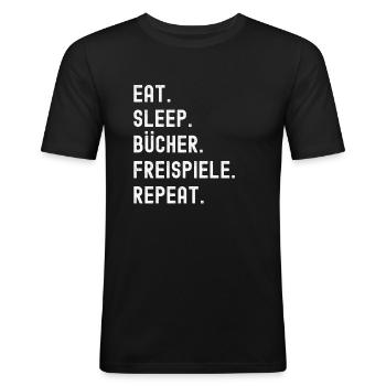 Freispiele Casino - Männer Slim Fit T-Shirt - Schwarz - Vorne - Nik (191cm)
