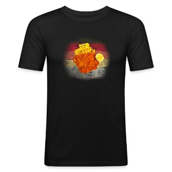 Schnitzel fries - Wiener Schnitzel - Men's Slim Fit T-Shirt - black - Front - Nik (191cm)