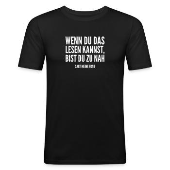 Geschenk Ehefrau für Ehemann lustig - Männer Slim Fit T-Shirt - Schwarz - Vorne - Nik (191cm)