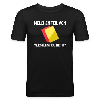 Schiedsrichter Schiri - Gelb Rote Karte - Männer Slim Fit T-Shirt - Schwarz - Vorne - Nik (191cm)