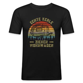 Camper Camping Wohnwagen Wohnbmobil - Männer Slim Fit T-Shirt - Schwarz - Vorne - Nik (191cm)