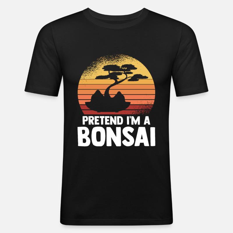 Bonsai Tree - Männer Slim Fit T-Shirt - Schwarz
