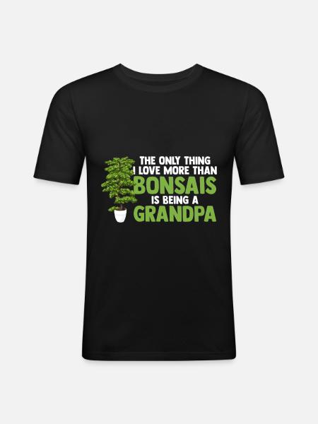 Bonsai Tree Grandpa - Männer Slim Fit T-Shirt - Schwarz