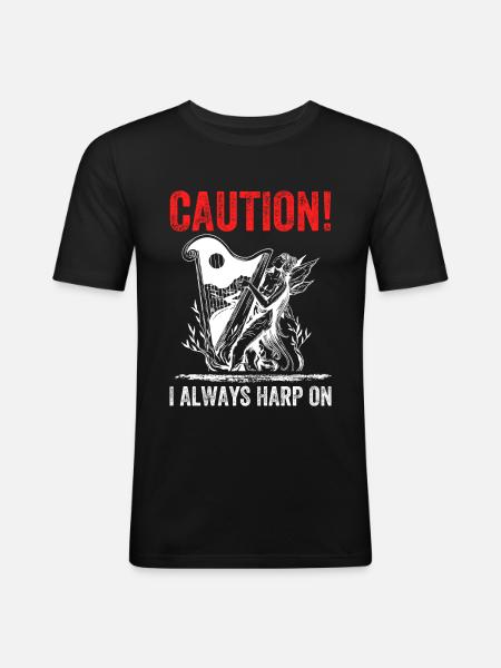 Harp Player - Männer Slim Fit T-Shirt - Schwarz