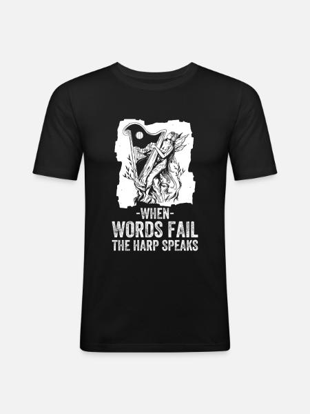 Harp Player - Männer Slim Fit T-Shirt - Schwarz