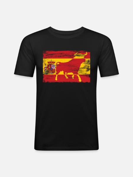 Spain bull flag - Men's Slim Fit T-Shirt - black