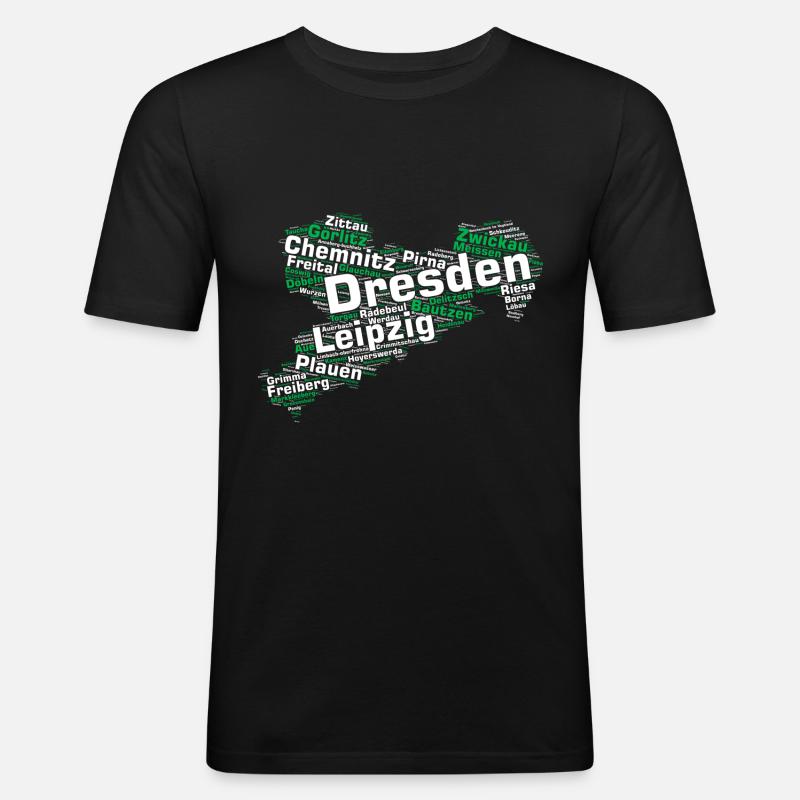 Saxony State: Saxon cities - Men's Slim Fit T-Shirt - black