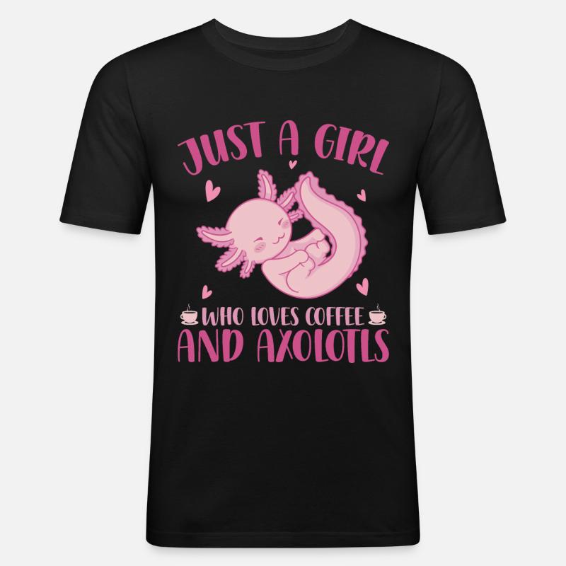 Axolotl - Männer Slim Fit T-Shirt - Schwarz