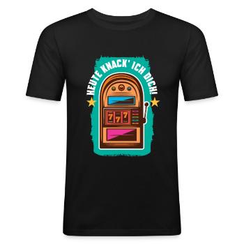 Heute knack' ich dich - Männer Slim Fit T-Shirt - Schwarz - Vorne - Nik (191cm)