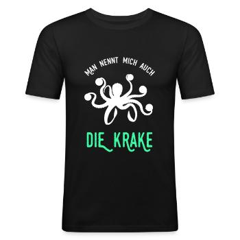 Krake Torwart Torhüter Fußball Handball - Männer Slim Fit T-Shirt - Schwarz - Vorne - Nik (191cm)