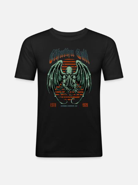 Zielony Kaiju - Kult Cthulhu Lovecraft Necronomicon - Obcisła koszulka męska - czarny
