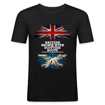 British Grown With Scottish Roots - Men's Slim Fit T-Shirt - black - Front - Nik (191cm)