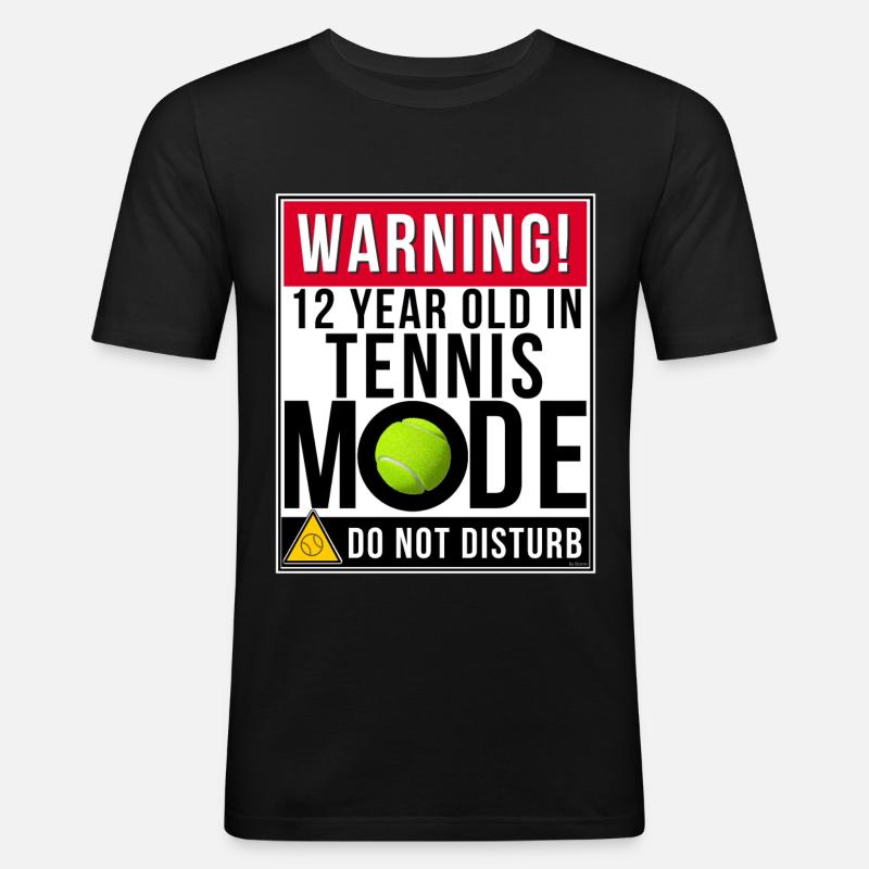 12-jährige im Tennis-Modus - Männer Slim Fit T-Shirt - Schwarz