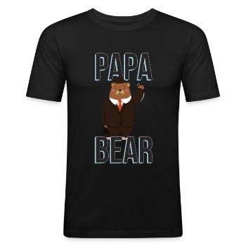Papa Bär Arbeitsbär - Männer Slim Fit T-Shirt - Schwarz - Vorne - Nik (191cm)