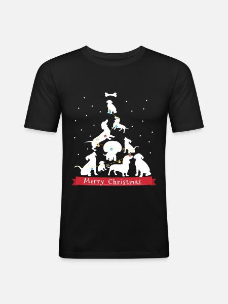 Dachshund Wiener Christmas Tree - Men's Slim Fit T-Shirt - black