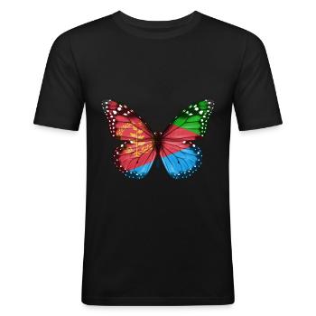 Butterfly Flag Of Eritrea - Men's Slim Fit T-Shirt - black - Front - Nik (191cm)