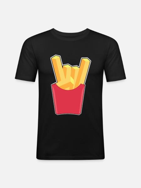 Heavy Metal Pommes fork - Men's Slim Fit T-Shirt - black