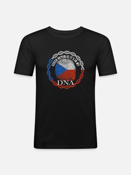 Tschechien Flagge DNA - Männer Slim Fit T-Shirt - Schwarz