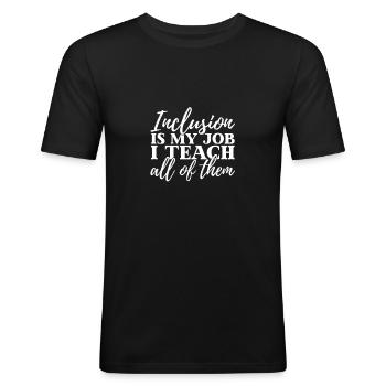 Inklusion Integration Kind Sonderpädagogik Shirt - Männer Slim Fit T-Shirt - Schwarz - Vorne - Nik (191cm)