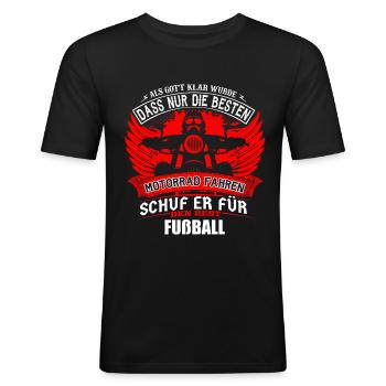 Motorrad fahren Chopper Fußball - Männer Slim Fit T-Shirt - Schwarz - Vorne - Nik (191cm)