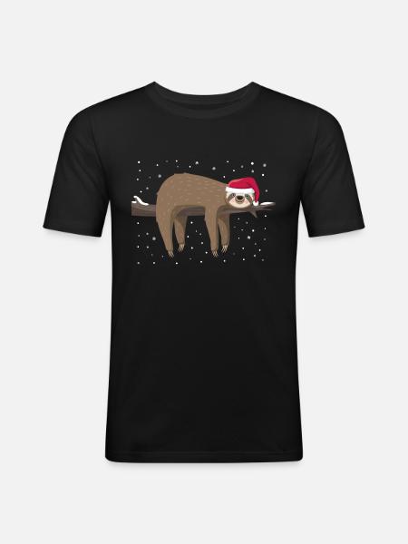 Sloth Christmas - Men's Slim Fit T-Shirt - black