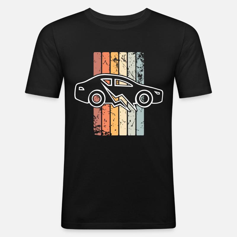 E-Auto Elektroauto - Männer Slim Fit T-Shirt - Schwarz