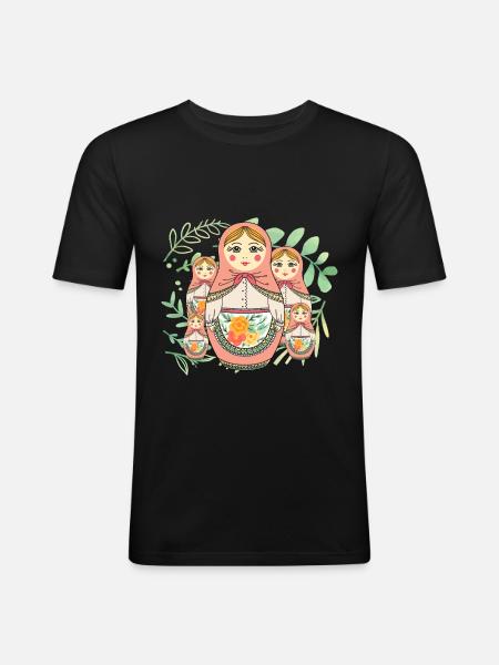 Matryoshka Russia Babushka doll - Men's Slim Fit T-Shirt - black