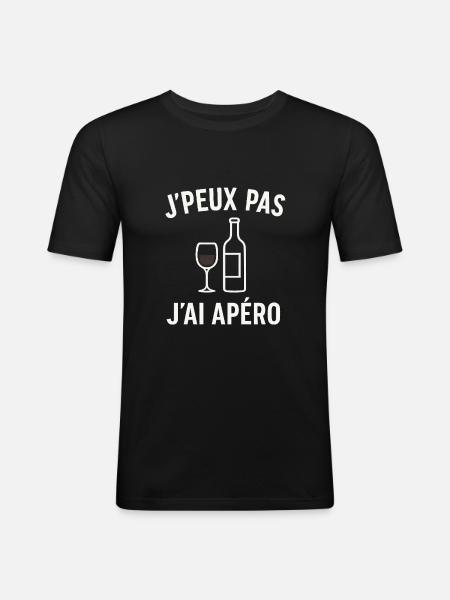 j’peux pas j’ai apéro - T-shirt près du corps Homme - noir