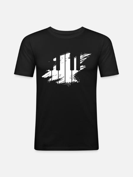 Piano Pianist Funny Keyboard Tie - Men's Slim Fit T-Shirt - black