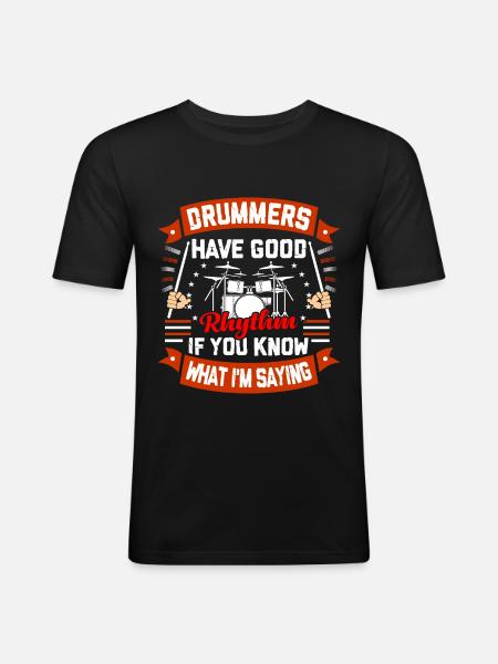 Schlagzeug Schlagzeuger Drummer Geschenk - Männer Slim Fit T-Shirt - Schwarz