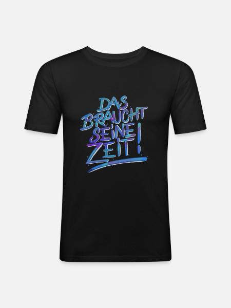 Zeit - Männer Slim Fit T-Shirt - Schwarz
